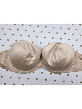 Victorias Secret VTG Strapless Y2k 38C Underwire Beige Bra Push Up